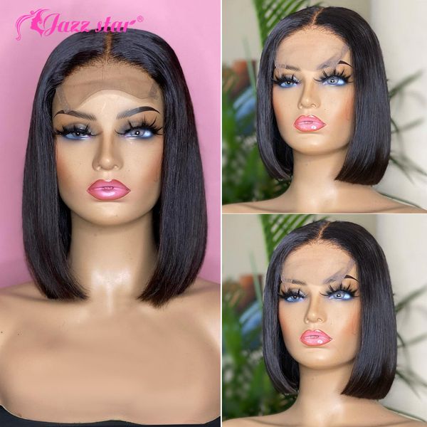 

brazil straight hair bob wig ladies human hair 4x4 lace closed wig jazz star short human hair wig non remy, Black
