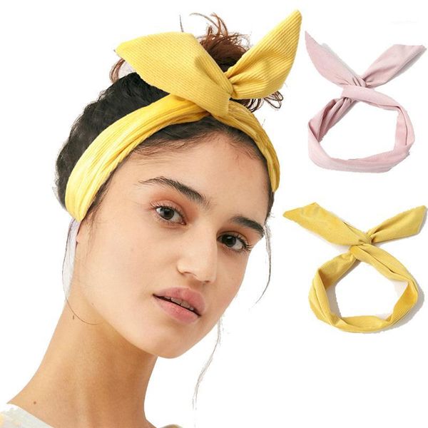 

suede solid color ear women headwear twist knot hairband metal wire headband fashion hair band accessories1