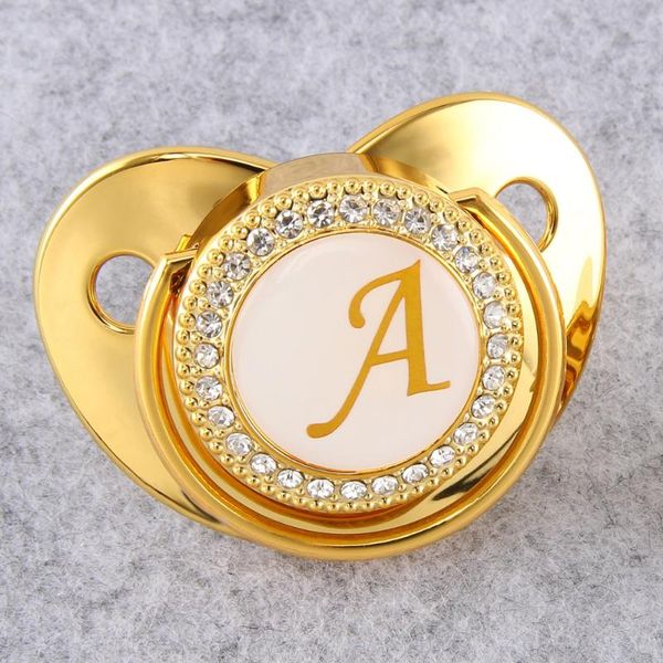 

pacifiers# gold name initial letter silicone born kids baby orthodontic dummy pacifier teat nipple soother sucette