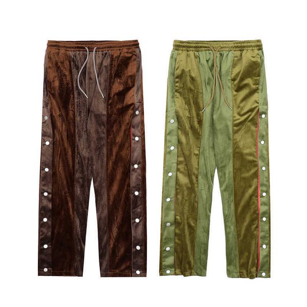 

men's rainbow side stitched velvet pants hip hop, Black