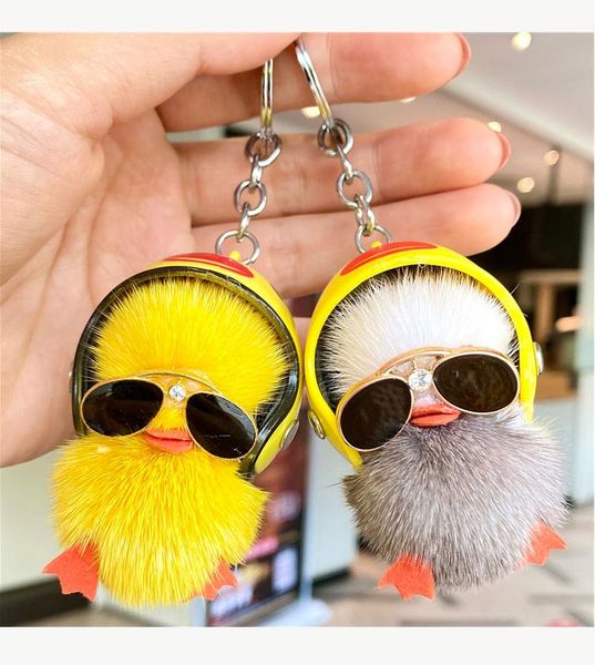 

keychains real duckling key chain cute plush car keychain pendant couple schoolbag mobile phone ornaments accessories, Silver