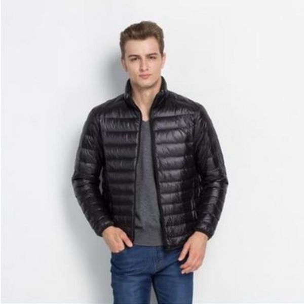 

autumn winter down light thin stand collar short korean slim fit off-season men's large warm et, Black