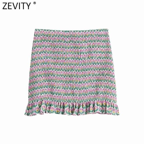 

zevity women vintage honeycomb printing pleated mini skirt faldas mujer female side zipper slimming summer vestidos qun751 210621, Black
