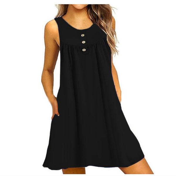 

casual dresses 2021 women's summer swing t-shirt beach cover up with pockets plus size loose dress femme robe, Black;gray