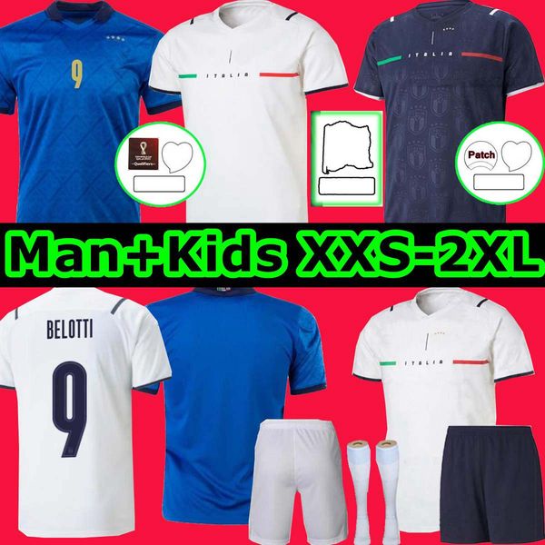 

2021 italy away home soccer jersey barella sensi insigne 20 21 22 european cup renaissance chiellini bernardeschi football shirts men + kids, Black;yellow