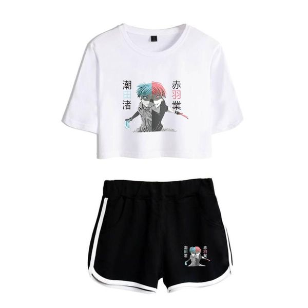 

anime assassination classroom koro sensei two piece set women summer umbilical shirt fashion casual cool women's t-shirt, White