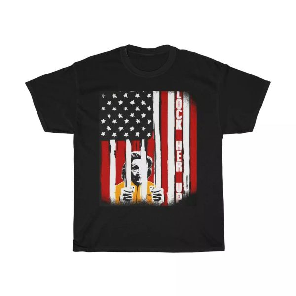 

lock her up flag bars heavy cotton tee, White;black
