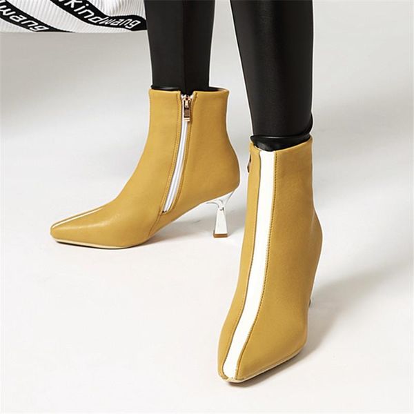 

boots 2021 women ankle mixed color strange heel high fashion shoes woman footwear size 34-43, Black