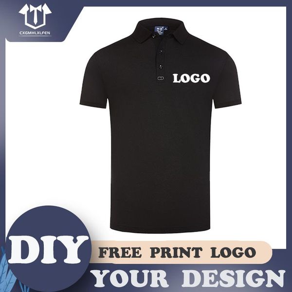 

men's polos 7 color shirts custom summer advertising cultural fashion all-match lapel short sleeve printing diy brand text, White;black