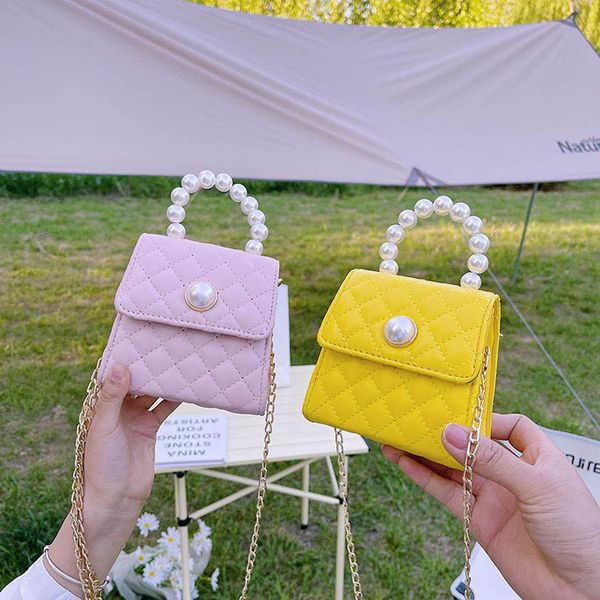

kids handbags fashion baby bag girls bags children accessories childrens summer one-shoulder pearl messenger purses cute chain purse mini b6, Black