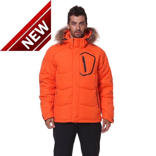 

2021 winter men down jacket warm coats hooded real raccoon fur waterproof windproof man s outwear, Black
