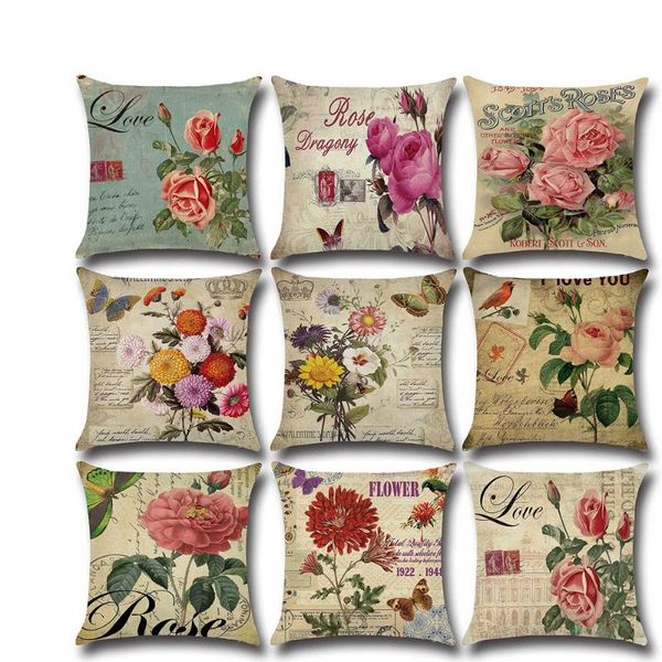 

cushion/decorative pillow linen flowers sofa decorative cushion cover pillowcase 45*45 throw home decor