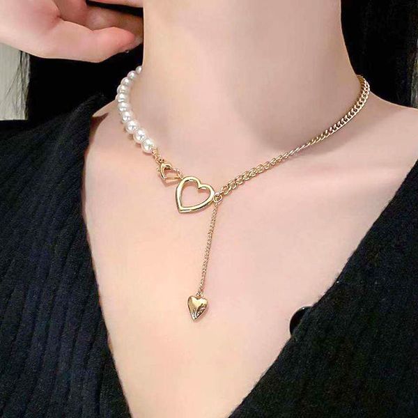 

pendant necklaces fashion heart choker necklace pearl pendants for women stylish jewelry gift, Silver