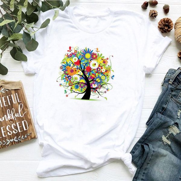 

women's t-shirt women tshirt 2021 aesthetic tree print vogue summer white t shirt lover friends gift clothes harajuku tee female