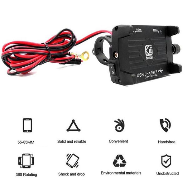

cell phone mounts & holders metal motorcycle handlebar mount holder with usb charger for smartphone x3ud