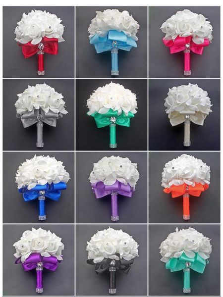 

wedding flowers perfectlifeoh bridal bouquet artificial flower pe foam roses with faux crystal rhinestone ribbons for party church decor