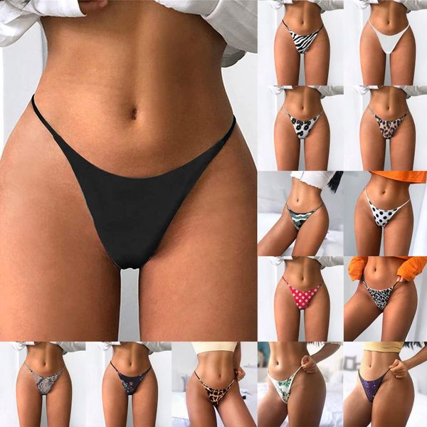 

women's panties summer women hip lifting thong ladies casual lingerie low waist bikini printed underpants female bottom, Black;pink