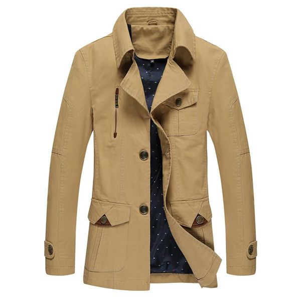 

men's jackets arrival spring autumn jacket men fashion slim fit turn-down collar single breasted windbreaker mid-long coat, Black;brown