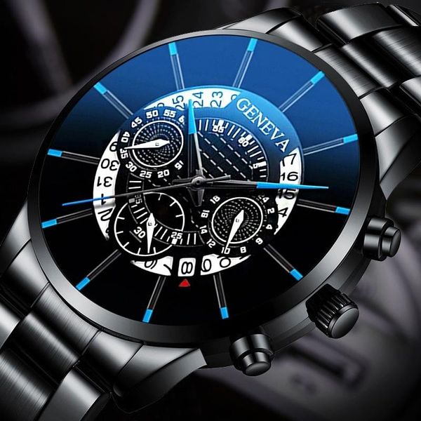 

wristwatches quartz wristwatch luminous geneva men's watches 2021 classic calendar mens business steel watch relogio masculino saati, Slivery;brown