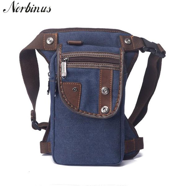 

norbinus canvas men drop leg bag male military waist fanny pack casual messenger shoulder travel motorcycle rider belt bags