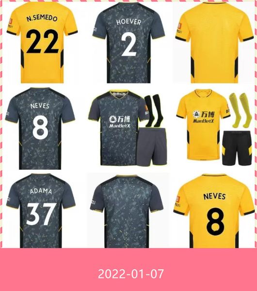 

21 22 adama soccer jersey neves raul 2021 2022 fabio podence otto football shirt men + kids kit uniforms, Black;yellow