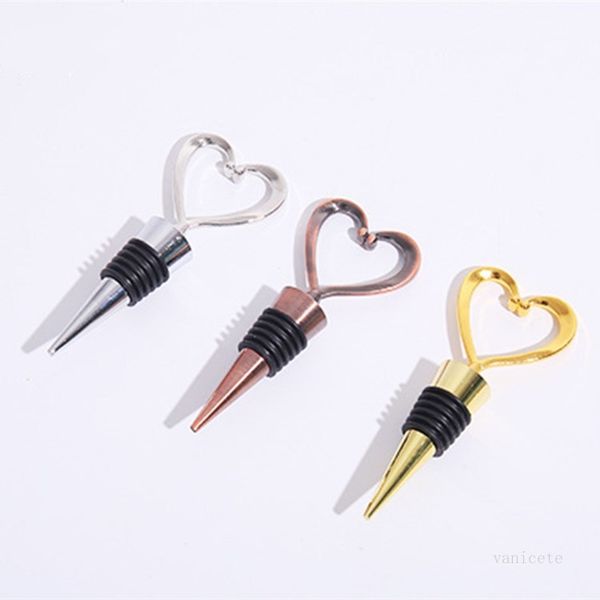 Champagne forma dell'amore Tappo per bottiglia di vino in metallo Oro rosa Argento Elegante amante a forma di cuore Tappo per vino rosso Utensili da cucina T2I52126