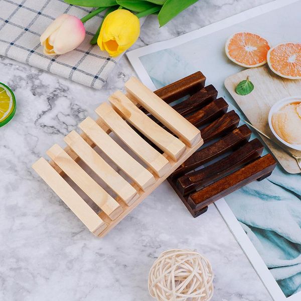 

soap dishes 1pcs wooden natural bamboo tray holder storage rack plate container