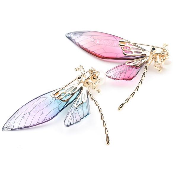 

pins, brooches exquisite simple gradient color transparent insect dragonfly brooch fashion ladies dress western accessories, Gray