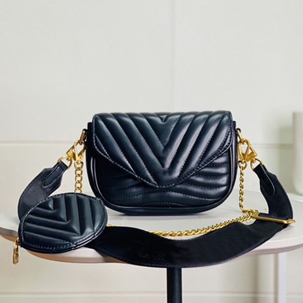 Großhandel Top Qualität Umhängetaschen Frauen Leder Handtaschen 2PC Crossbody Bag Gelbe Kette Mode Kollocation Design Handtasche