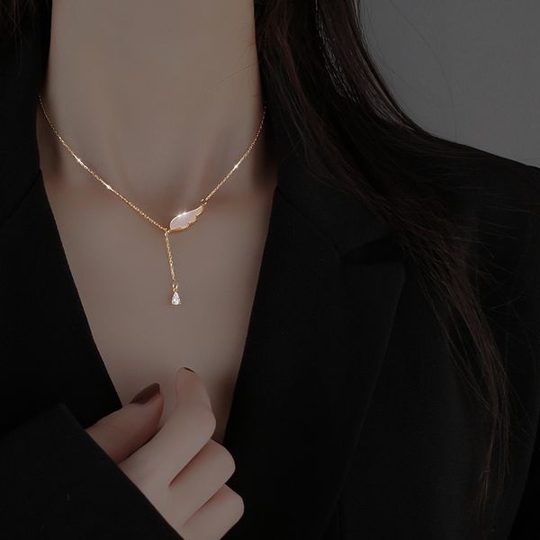 

one wing necklace new female clavicle chain necklace niche design feeling, Silver