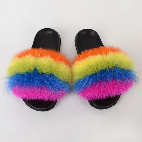 

women for real indoor fluffy furry summer sweet flat shoes sandals, Black