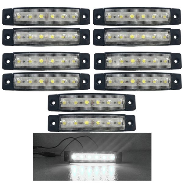 10Pcs Weiß 12V 24V 6 LED Seite Marker Lichter Auto Lampen Blinker Freiheit Lampen Seite Lichter für Lkw-anhänger