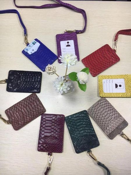 

card holders s snake pattern holder for men women id worker python business neck purse, Brown;gray