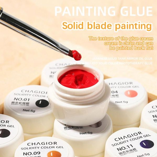 

nail gel 5g painting solid canned 12 colors paste soak off uv led polish for diy drawing art easy to use, Red;pink
