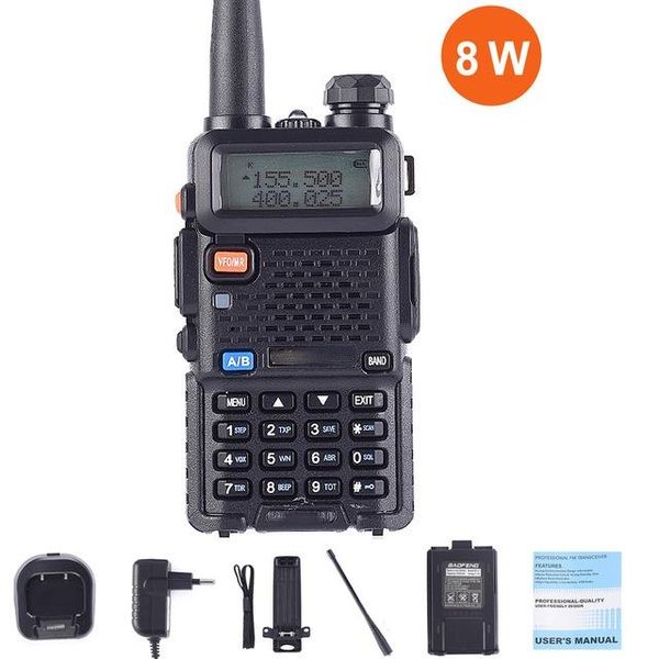 

walkie talkie 8w true high power 8 watts powerful long range 10km dual band two way radio cb portable uv5r hunting