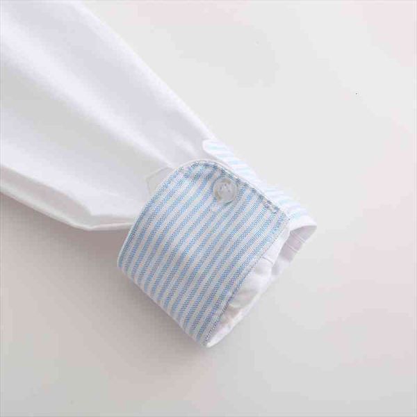 

women stripe patchwork oxford long sleeve shirts casual wear cotton blouse ladies office student blusas plus size, White
