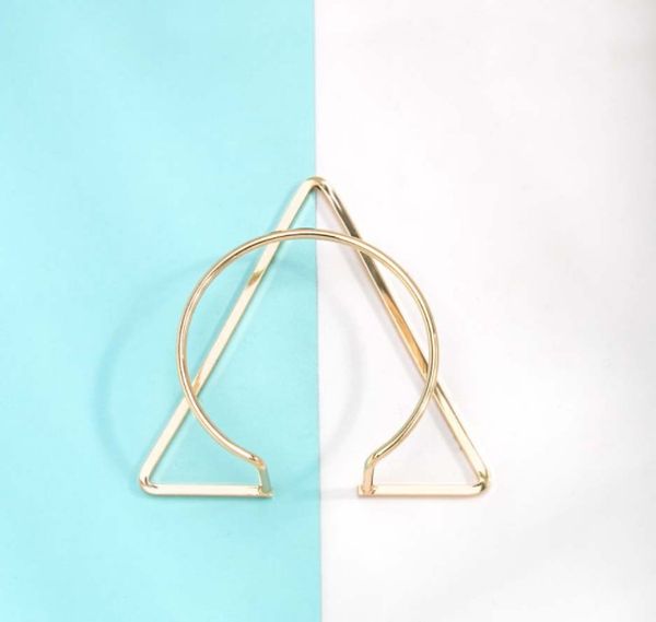 

european and american fashion geometric opening alloy chain exaggerated triangle hollow out bracelet creative simple hand decoration, Black