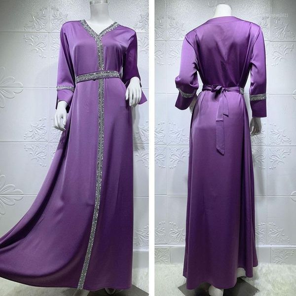 

casual dresses dress for women turkey arabic diamond v neck long sleeve jalabiya muslim islamic ethnic abaya 2021 fall, Black;gray