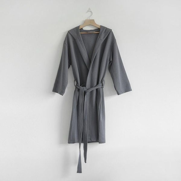 

women's sleepwear spring autumn cotton robe gown women casual hooded bathrobe winter loose with pocket home dress fashion nightwear, Black;red