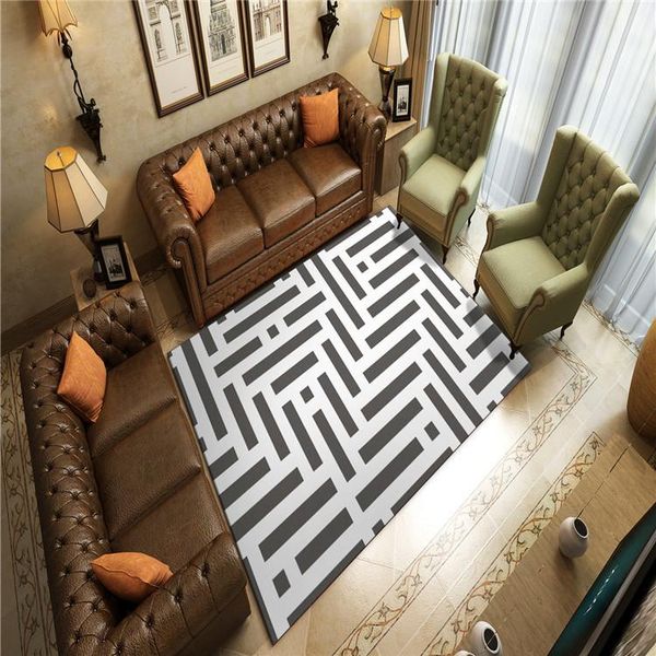 

carpets simple black and white geometric lattice carpet bedroom living room decoration bathroom non-slip mat modern rectangular f