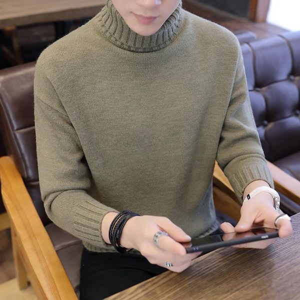 

men's sweaters mens sweater sueter hombre thickened winter trend turtleneck korean pullover youth clothing, White;black