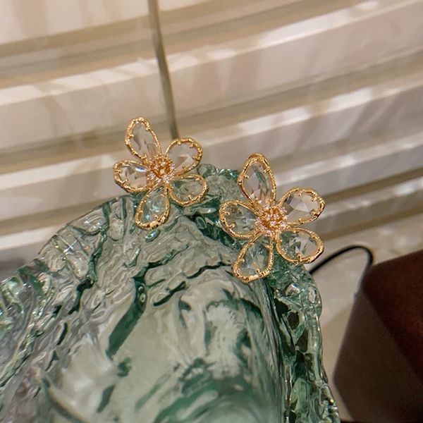 

metal crystal super flash summer style simple personality girl sweet crystal flower earrings e female 10-6, Silver