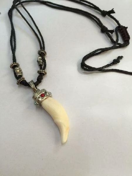 

20 pcs personality retro style white tooth necklace men's popular, Silver