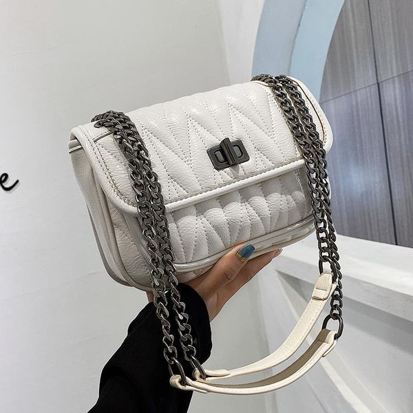 

evening bags 2021 fashion lingge chain shoulder bag high-quality leather handbag design messenger pack solid color tote sac de luxe femme