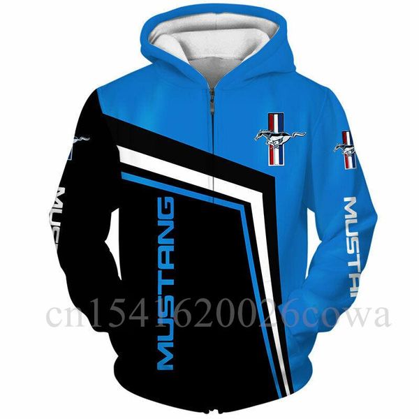 

men's hoodies & sweatshirts 2021 mustang 3d graphics clothing zip sweatshirt anime streetwear harajuku oversized hoodie, Black