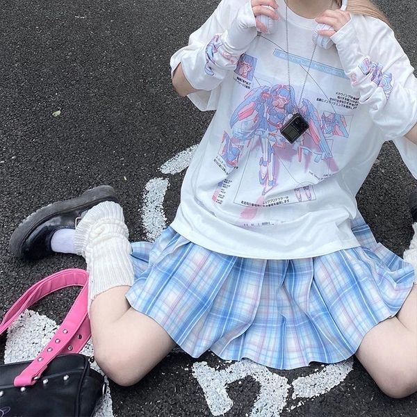

women's t-shirt japanese anime tees gothic summer casual harajuku cartoon loose vintage clothing female ulzzang kawaii, White