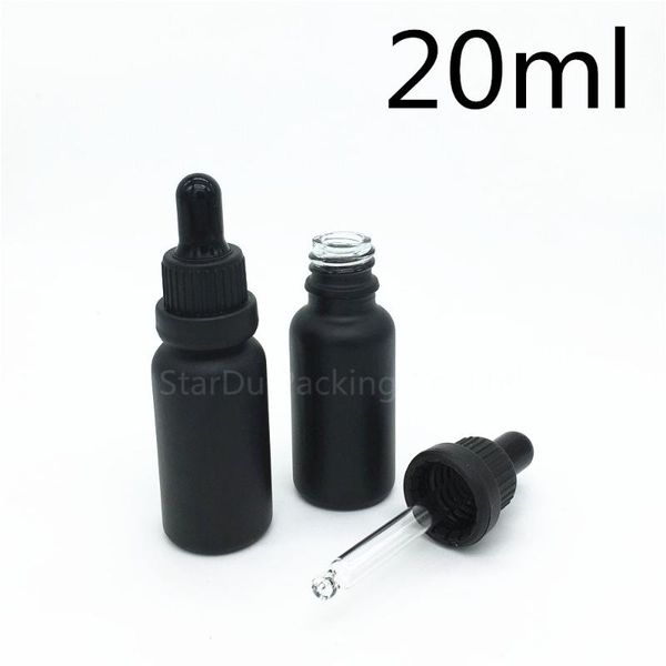 

storage bottles & jars 12pcs 20ml black frosted glass essential oil bottle with tamper evident ring dropper perfume