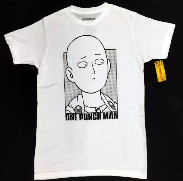 

anime one punch man saitama outline t-shirt nwt s-2xl 100% authentic, White;black