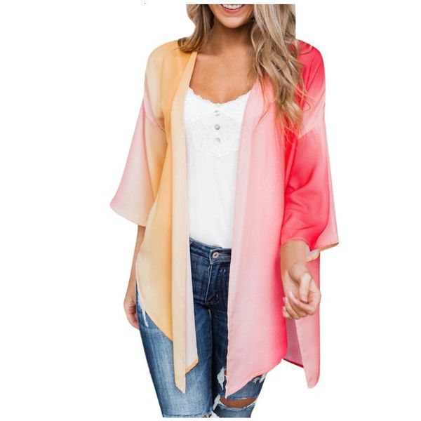 

women's jackets windbreaker jacket fashion casual printing trumpet sleeve tie-dye chiffon loose front cardigan wool 3d4n, Black;brown