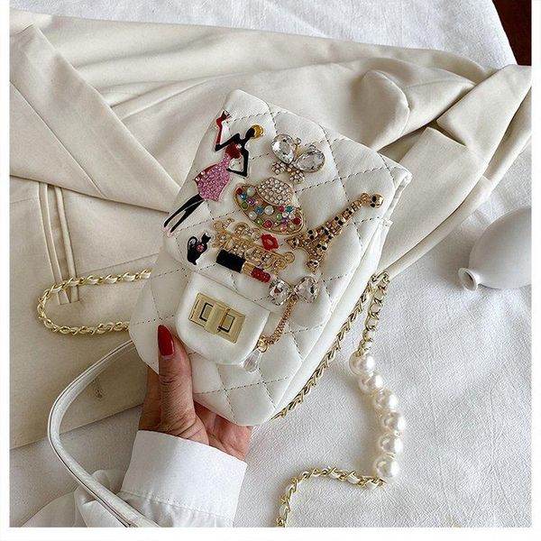 

shoulder bags luxury women's messenger bag 2021 small mobile phone mini pu leather brand diamond and wallet